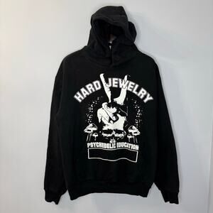 Hard Jewelry Psychedelic Education Hoodie Sweatshirt Black Men's Sz L